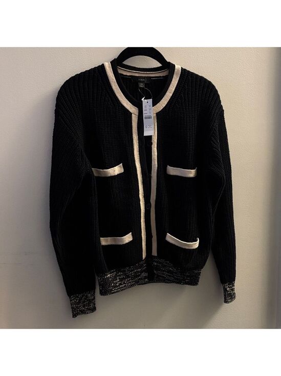 J. Crew Sweaters - J. Crew Black Cardigan with Cream Trim